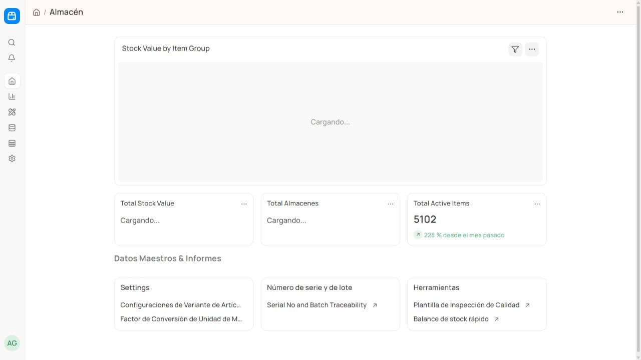 Panel de Almacén de Relantry ERP