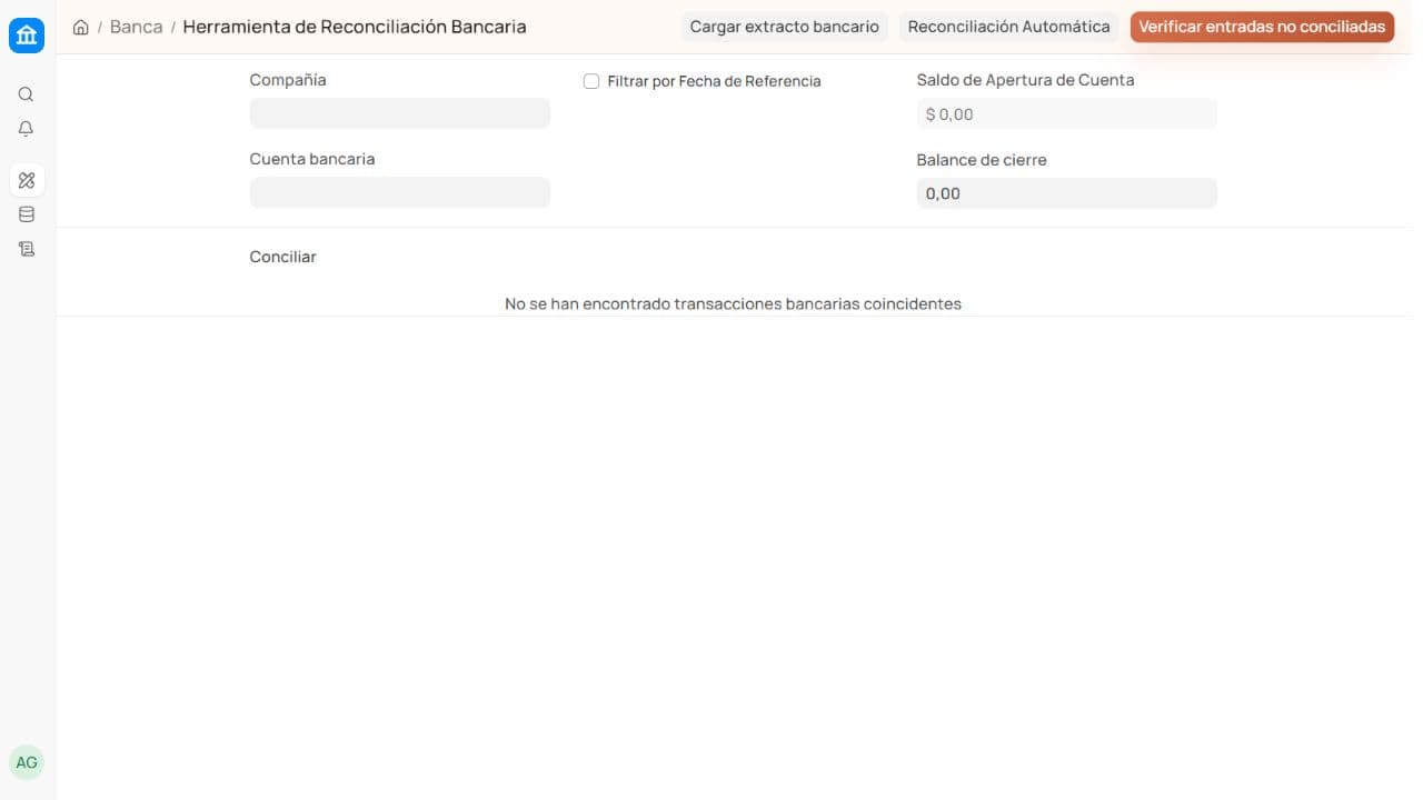 Herramienta de conciliación bancaria de Relantry ERP
