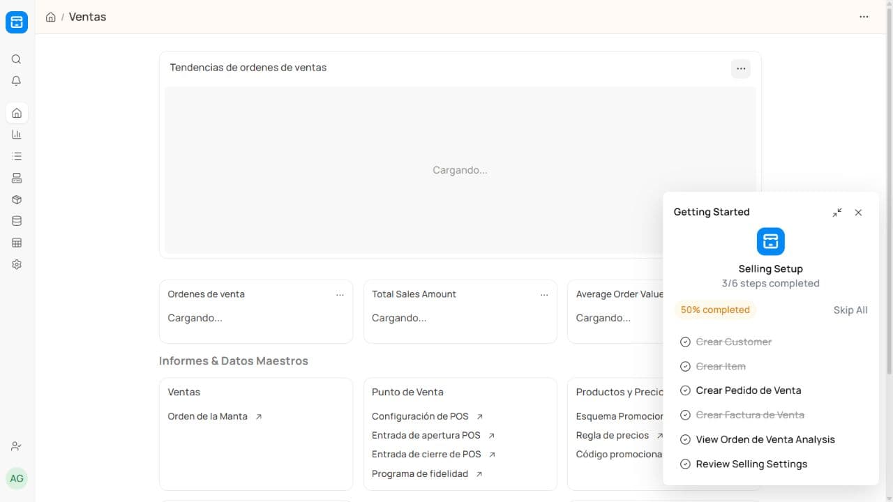 Panel de Ventas de Relantry ERP